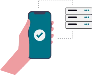 Illustration Cloud-Telefonanlage mit Smartphone und Server